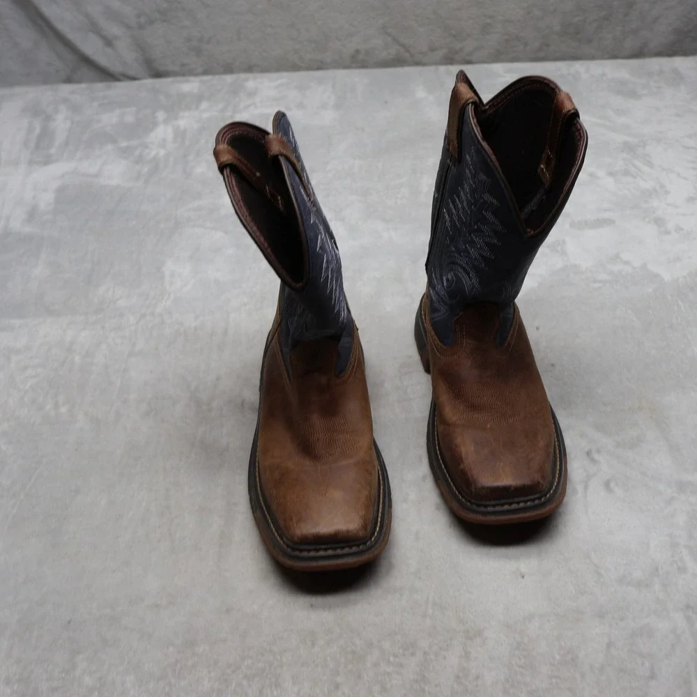 Rocky Youth 6M Western Boots Brown Denim Country Ranch Square Toe RKW0255Y
